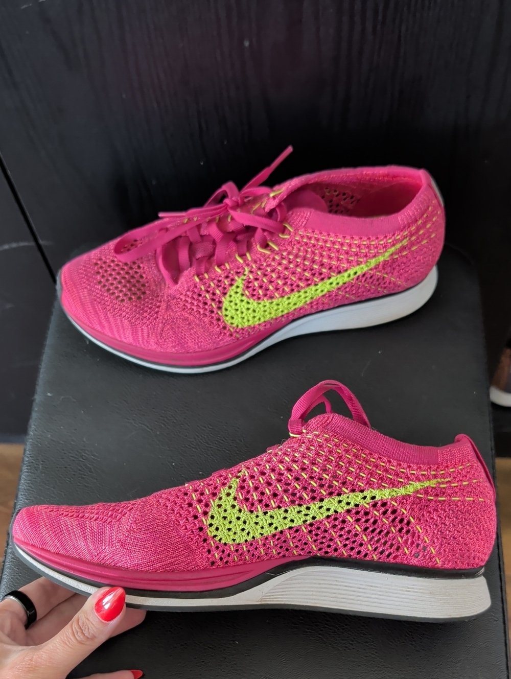 Nike Women’s Flyknit Racers - Hot Pink & Neon Yellow